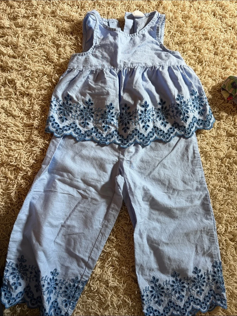 Gap Light Blue Embroidered Girls' Tank Top & Culotte Set
